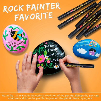 Acrylic Paint Markers 20 & 48 Colors Dual Tip Brush Pens for Rock Painting, Glass, Wood, Canvas, Fabric, Metal, Ceramic, Plastic – Non-Toxic Waterproof Paint Pens for Adults Kids DIY Art Crafts
