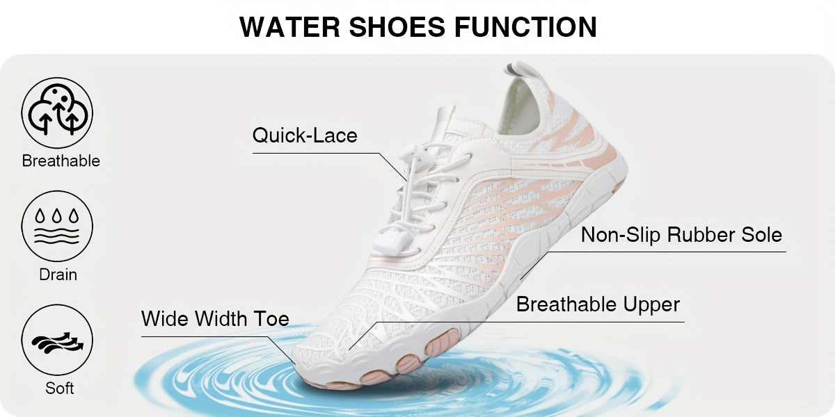 Barefoot Shoes for Women Wide Toe Box Minimalist Athletic Walking Shoes, Non-Slip Breathable Lightweight Water Shoes for Beach, Pool, Swim & Hiking - Unisex Black Pink White US 6-11