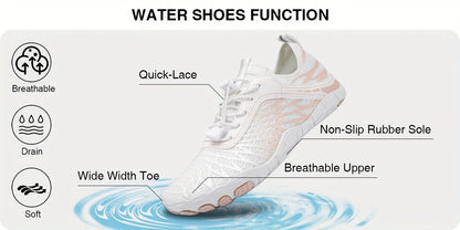 Barefoot Shoes for Women Wide Toe Box Minimalist Athletic Walking Shoes, Non-Slip Breathable Lightweight Water Shoes for Beach, Pool, Swim & Hiking - Unisex Black Pink White US 6-11