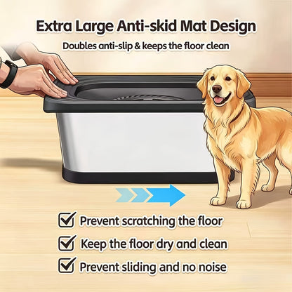 7L Stainless Steel Dog Water Bowl Anti-Spill Splash-Proof Slow Feeder for Messy Drinkers Heavy Duty Indoor Outdoor Pet Bowl – Large Capacity
