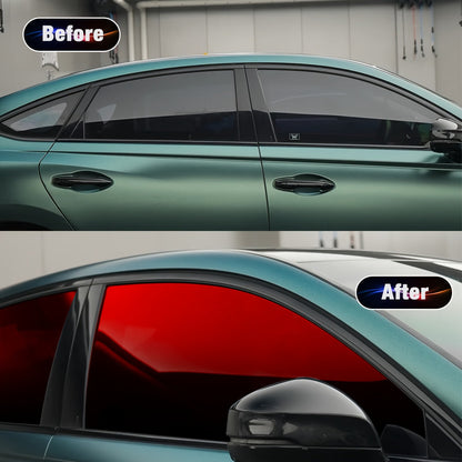 Gradient Car Window Tint Film 19.7 x 118 Inch – Two-Color Heat Resistant UV Blocking PET Window Film for Vehicle Exterior, Easy Peel & Stick, Multiple Color Gradients Available