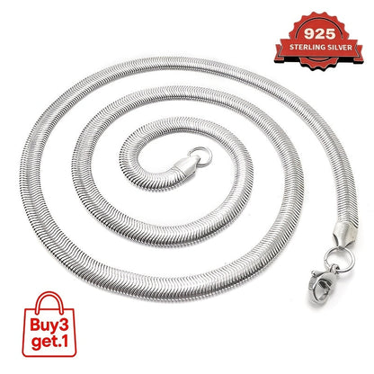 925 Sterling Silver Flat Snake Chain Necklace & Bracelet – 2D Sleek Stackable Design, Multiple Lengths, Gift Box Included, Perfect for Valentine's Day, Holidays & Everyday Layering