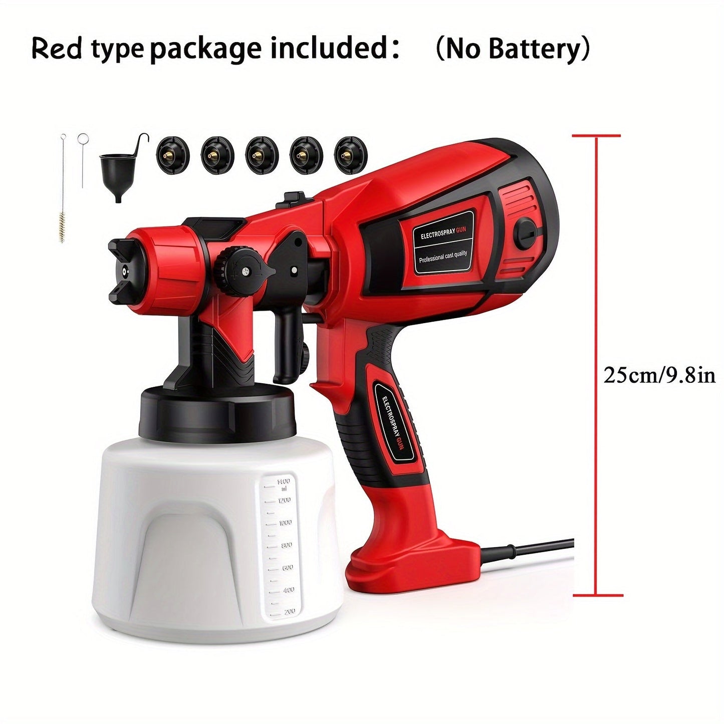 HVLP Electric Paint Sprayer Gun – Airless Spray Gun with 3 Patterns, 27oz Container, Easy Clean for House, Furniture, Cabinets, Fence, Walls, Cars & DIY Projects