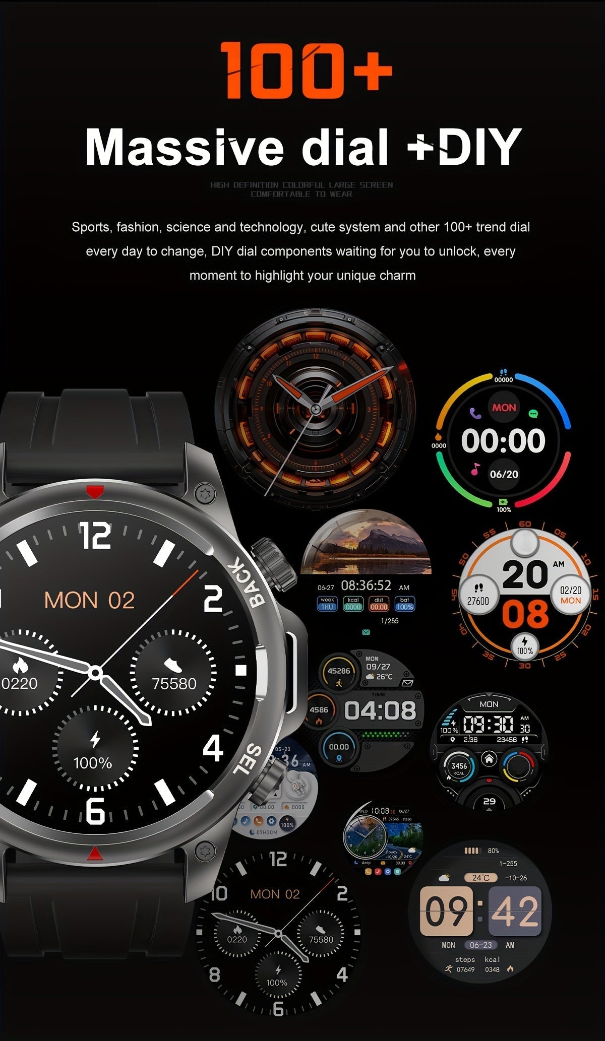 GPS Smartwatch for Men – 360×360 HD Screen, AI Voice, Wireless Calling, NFC, Compass, LED Lighting, Motion Trajectory, Outdoor Sport Fitness Tracker, Father's Day Gift
