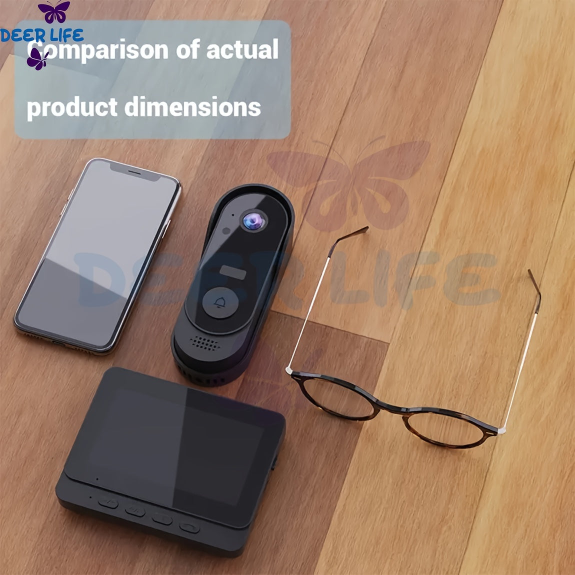 Wireless Video Doorbell Camera with Monitor, No Subscription HD Smart Doorbell with Night Vision, Two-Way Talk, 4.3-Inch Screen & 128GB Storage for Home Security