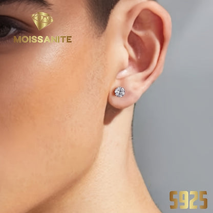 Moissanite Stud Earrings D Color VVS Brilliant Round Cut S925 Sterling Silver – 1CT to 10CT Options, Velvet Pouch & Polishing Cloth Included, Perfect Birthday, Christmas & Valentine’s Day Gift (4.25g)
