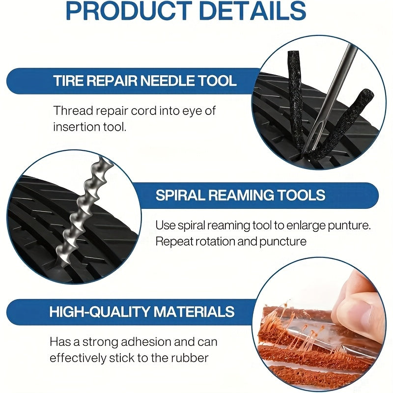 Tire Repair Tool Kit 47 58 104 116pcs Industrial Hand Tool Set Durable No Battery Required for Cars Motorcycles Trucks Tractors Trailers Automotive Maintenance Essentials