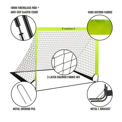 2-Pack Portable Pop-Up Soccer Goal Set – 4’x3’ Folding Soccer Nets for Youth & Adults, Includes 2 Balls, Pump & Carrying Bag, 450D Oxford Fabric, Indoor Outdoor Backyard Soccer Goals (Green/Pink)