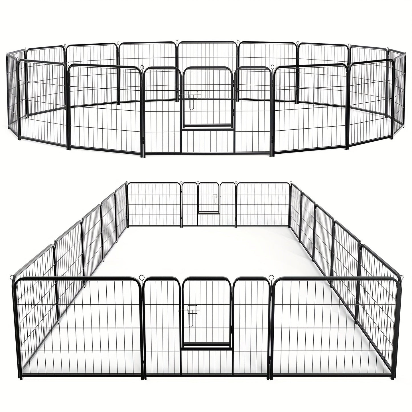 Dog Playpen 8 or 16 Panel DIY Metal Kennel with Door for Large Medium Small Dogs – 24 32 40 Inch Indoor Outdoor Puppy Pen Easy to Assemble & Move