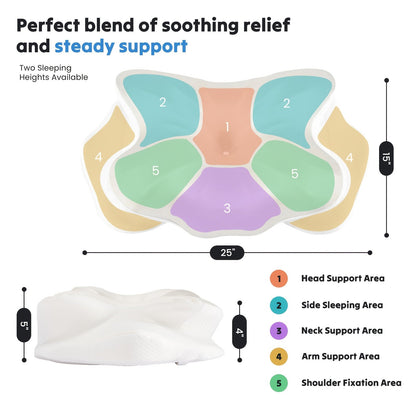 Cervical Neck Pillow Memory Foam Ergonomic Contour Pillow for Neck Pain Relief, Cooling Pillowcase Included, Orthopedic Bed Pillow for Side Back Stomach Sleepers, Shoulder & Spine Support Sleep Pillow
