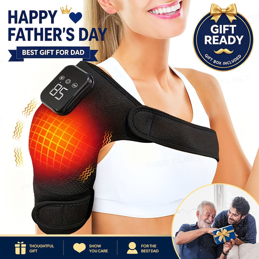Cordless Shoulder Heating Massager with Vibration – 3 Heat & 3 Vibration Levels, LED Touch Screen, Electric Heating Pad for Shoulder, Elbow & Knee Pain Relief, Gift for Parents & Father’s Day