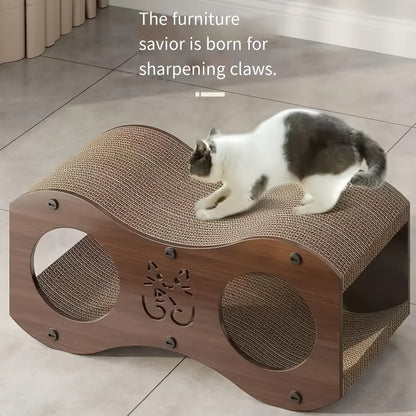 Walnut Cat Scratching Post with Integrated Cat Bed – 4-Season Woven Scratch Pad, Indoor Cat Scratcher for Lounging & Play, All Breeds