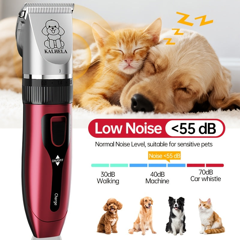 Rechargeable Cordless Pet Grooming Clippers with LED Display - Professional Wireless Dog Hair Trimmer, Detachable Blades, 4 Comb Guides, Low Noise 36V USB Charging, for Dogs Cats Small Animals