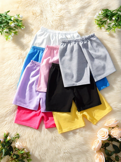 Girls Bike Shorts 8-Pack Soft Modal Cartwheel Dance Shorts Toddler Kids Under Dress Biker Shorts Multicolor Sizes 2-10Y