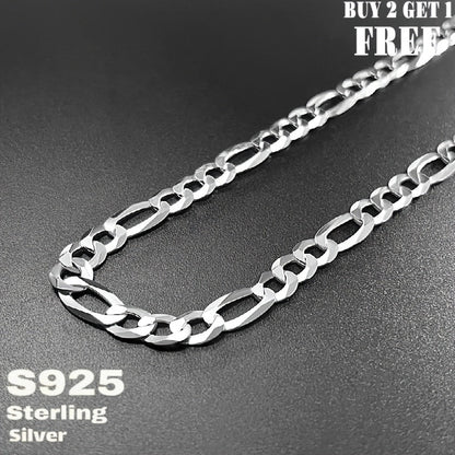925 Sterling Silver Figaro Chain Necklace – 6mm Wide, 18 to 24 Inch, Unisex Men & Women, Includes Gift Box – Classic Silver Chain for Everyday Wear & Gifting