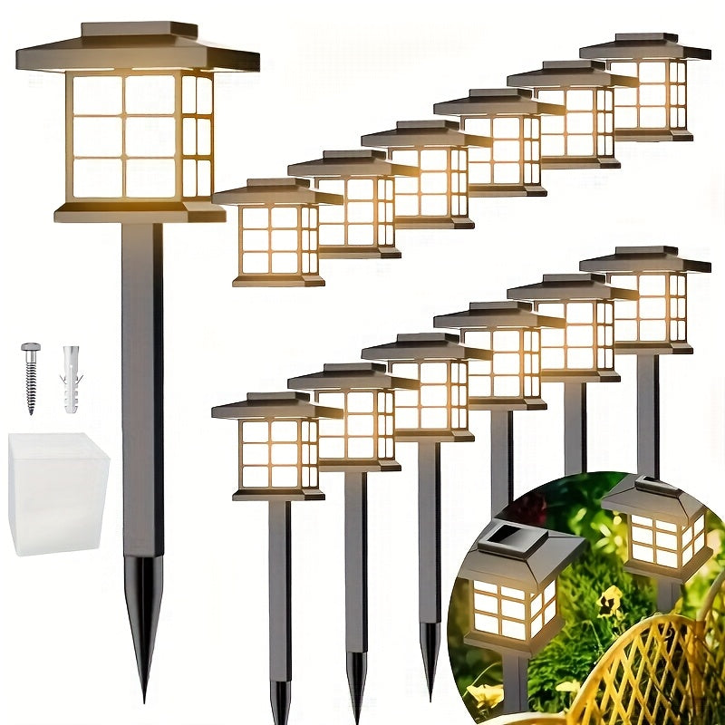 Solar Outdoor Garden Lights 6/12/24 Pack IP44 Waterproof | Warm White Colorful LED Landscape Pathway Lights for Yard Courtyard Patio Holiday Decoration – Auto On/Off