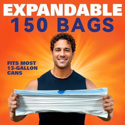13 Gallon Drawstring Kitchen Trash Bags with Odor Eliminator – Puncture & Tear Resistant Disposable Garbage Bags, Lemon Mint Fresh Scent, Available in 78-Count & 150-Count Boxes