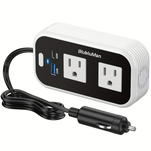 200W Car Power Inverter DC 12V to AC 110V with 30W PD Fast Charge & 24W QC3.0, Car Outlet Adapter for Laptop Phone Tablet, Power Inverter for Vehicles Road Trips Camping
