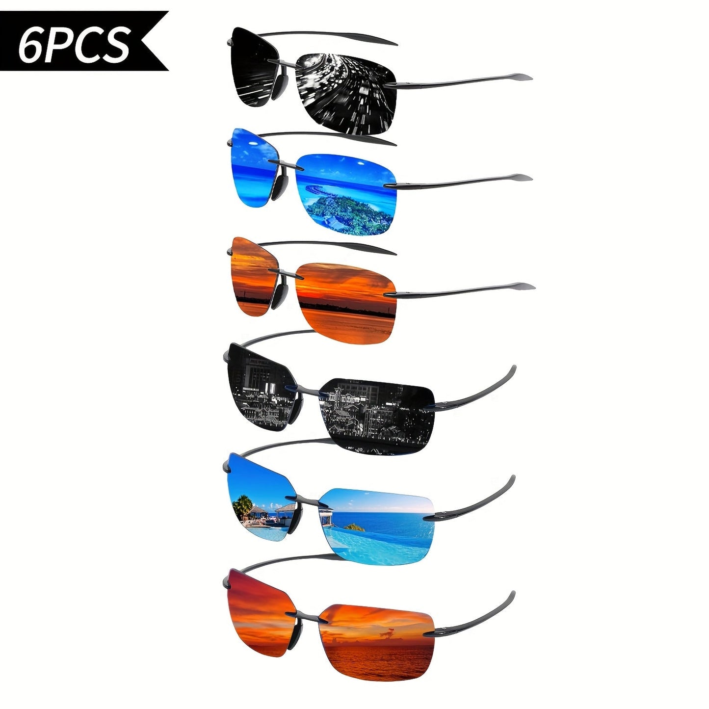 Polarized Sunglasses for Men – 3 or 6 Pack UV400 Protection Anti-Glare HD Lenses, Lightweight PC Frame, Driving & Outdoor Sports Glasses, Bulk Gift Set for Him