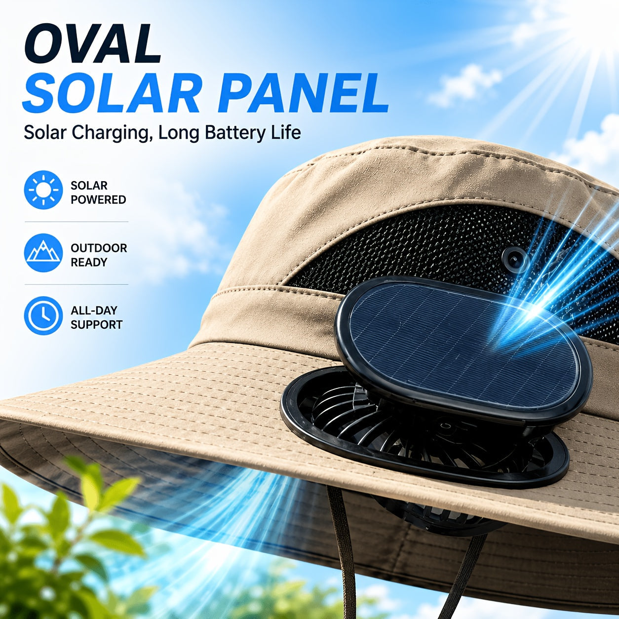 Solar Fan Hat for Men & Women – Wide Brim Sun Hat with Dual Cooling Fans Adjustable Airflow & UV Protection for Summer Travel Gardening Hiking Camping & Yard Work