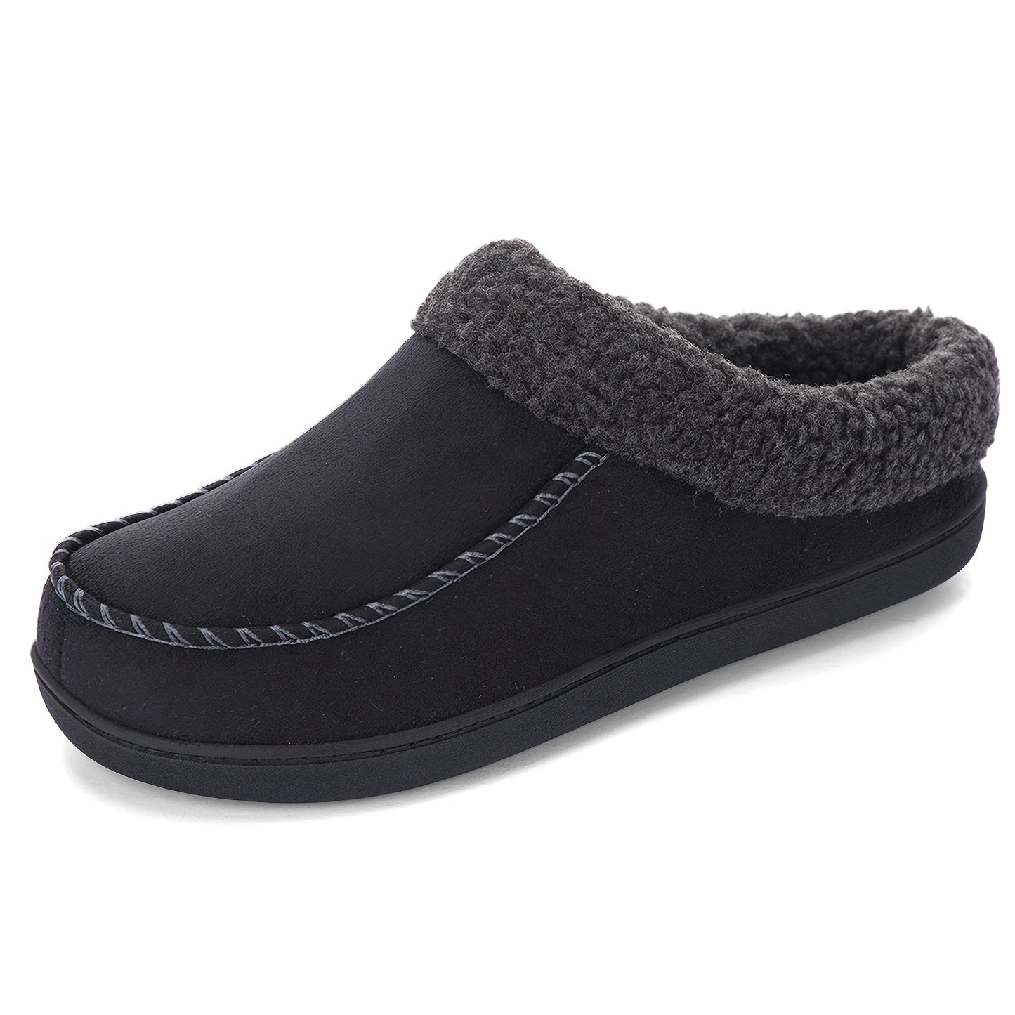 Men's Sheepskin Collar Loafers – Memory Foam Cushioning, Anti-Slip TPR Sole, Warm Lining, All-Season Indoor & Outdoor Slip-On Shoes – Coffee Brown, Camel, Black (US 7–12)
