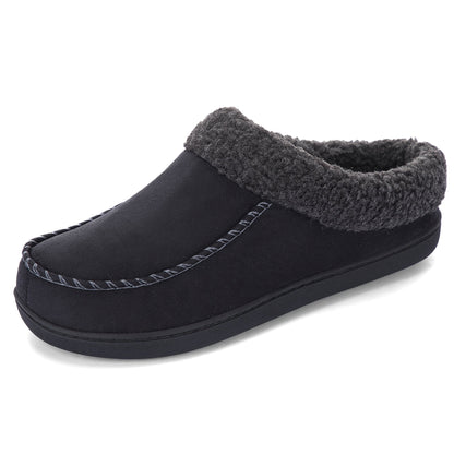 Men's Sheepskin Collar Loafers – Memory Foam Cushioning, Anti-Slip TPR Sole, Warm Lining, All-Season Indoor & Outdoor Slip-On Shoes – Coffee Brown, Camel, Black (US 7–12)