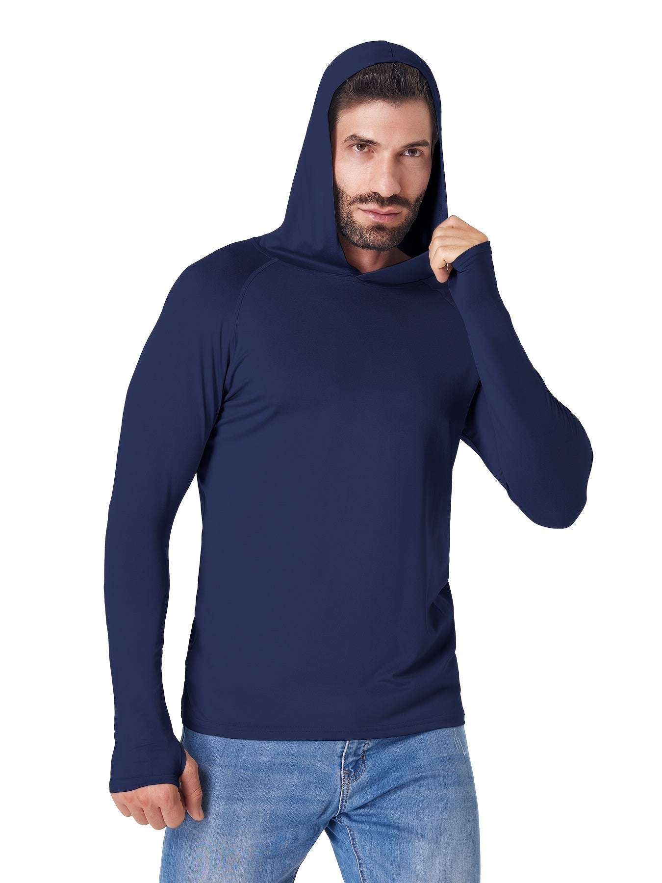 5 Pack Men's Long Sleeve Fishing Shirts with Hood – Lightweight Athletic Rash Guards, UPF Sun Protection Hoodies for Fishing, Hiking & Outdoor Sports, Sizes S-XXL, 3 Color Sets