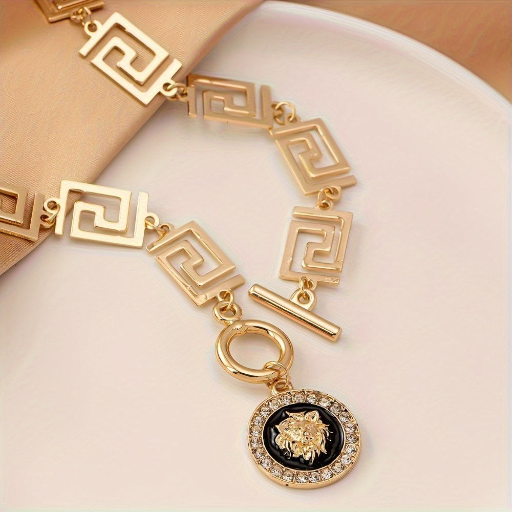 Gold Bohemian Lion Head Pendant Anklet for Women – Stainless Steel Black Ankle Chain Bracelet, Boho Beach Summer Foot Jewelry with Gift Bag, Casual Fashion Accessory for Daily Wear and Vacation