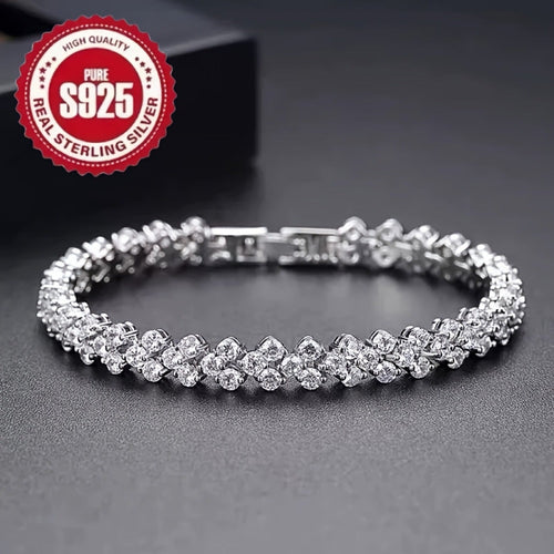 2PCS S925 Sterling Silver Bracelet Set for Women – CZ Tennis Bracelet & Retro Multi-Element Charm Bracelet, Classic Luxury Style, Sparkling Zirconia Mosaic, Perfect Daily Wear & Gift Set