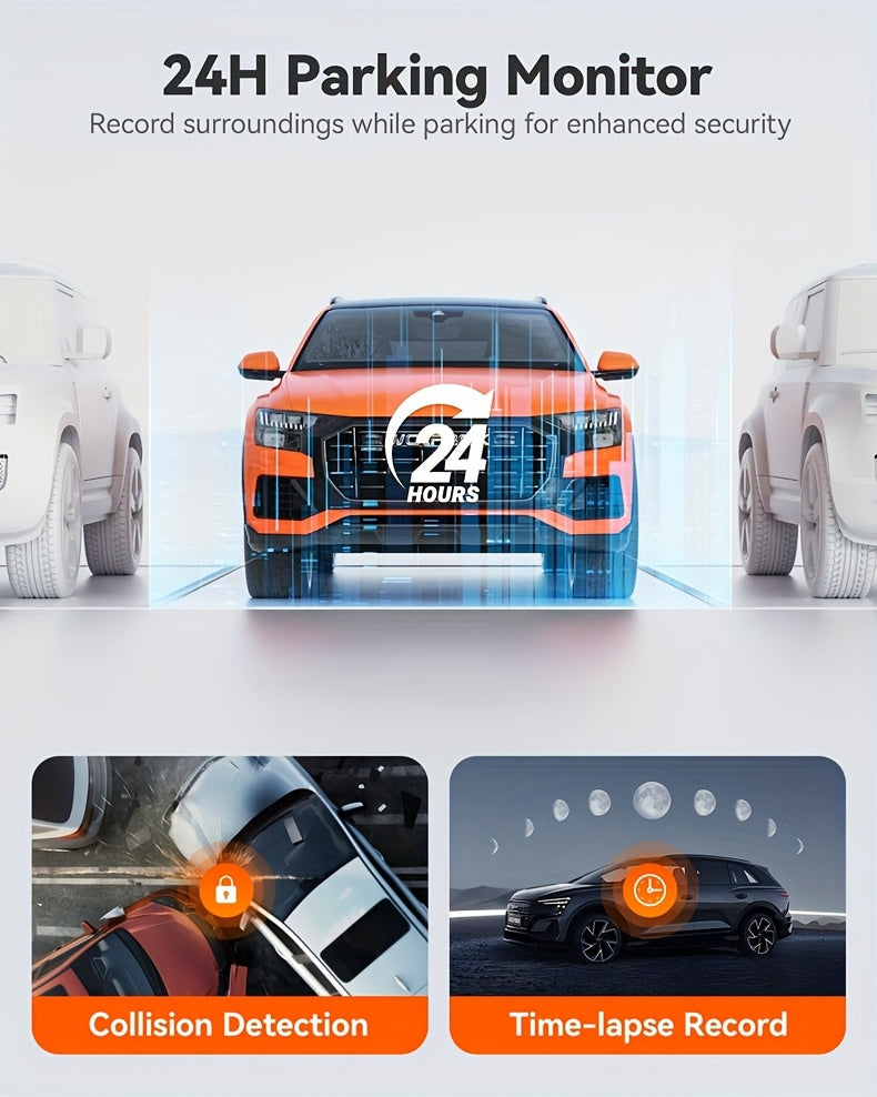 PODOFO 4-Channel Dash Cam 1080P Front Rear Left Right - 3.16" IPS Screen, Night Vision, Loop Recording, 24-Hour Parking Monitor with G-Sensor & Motion Detection, Optional 64GB Card, Vehicle Security Camera
