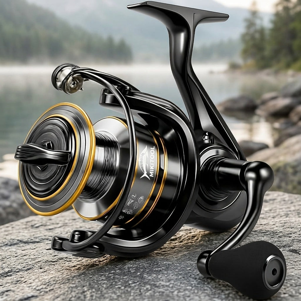 Spinning Fishing Reel High Gear Ratio Strong Drag System – Smooth Powerful Freshwater & Saltwater Fishing Reel with Sturdy Handle, Available in Sizes 500, 1000 & 3000 for Bass, Trout & Surf Fishing