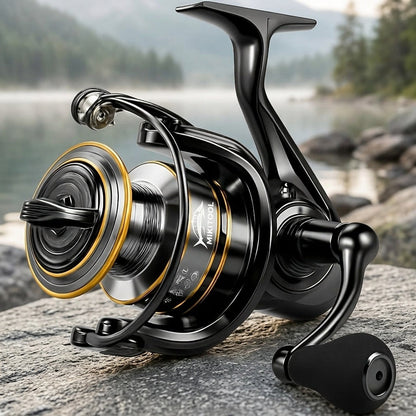 Spinning Fishing Reel High Gear Ratio Strong Drag System – Smooth Powerful Freshwater & Saltwater Fishing Reel with Sturdy Handle, Available in Sizes 500, 1000 & 3000 for Bass, Trout & Surf Fishing