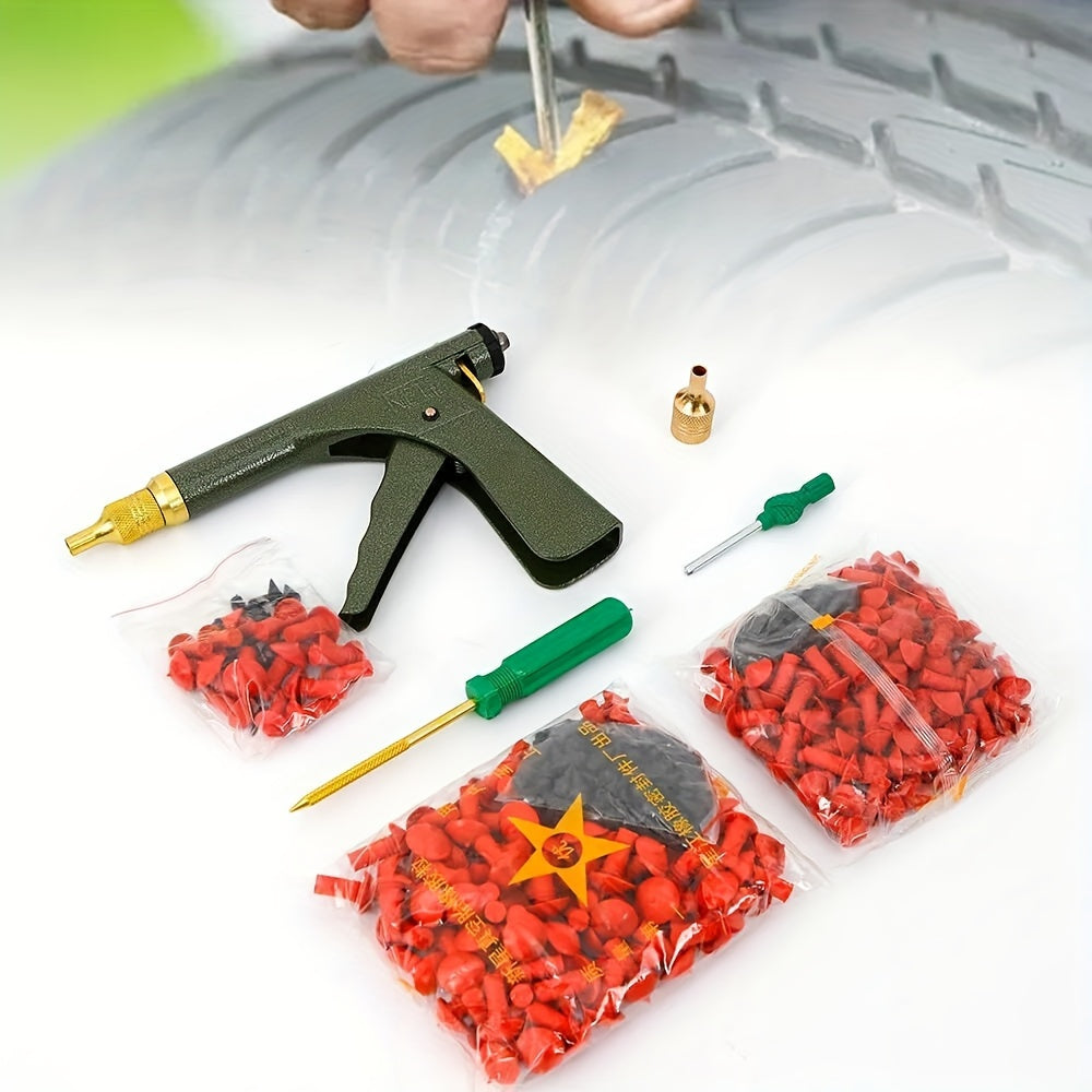 Tubeless Tire Repair Kit with Spring-Loaded Gun, Mushroom Plugs & Probe Nozzle – Fast No-Dismount Fix for Car, Truck, SUV, Trailer & RV Tires – Essential Tool for Car Owners & Mechanics – Velora