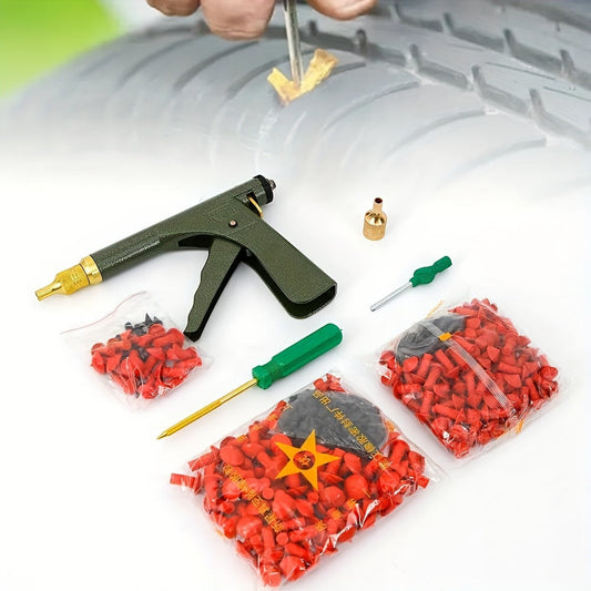 Tubeless Tire Repair Kit with Spring-Loaded Gun, Mushroom Plugs & Probe Nozzle – Fast No-Dismount Fix for Car, Truck, SUV, Trailer & RV Tires – Essential Tool for Car Owners & Mechanics – Velora