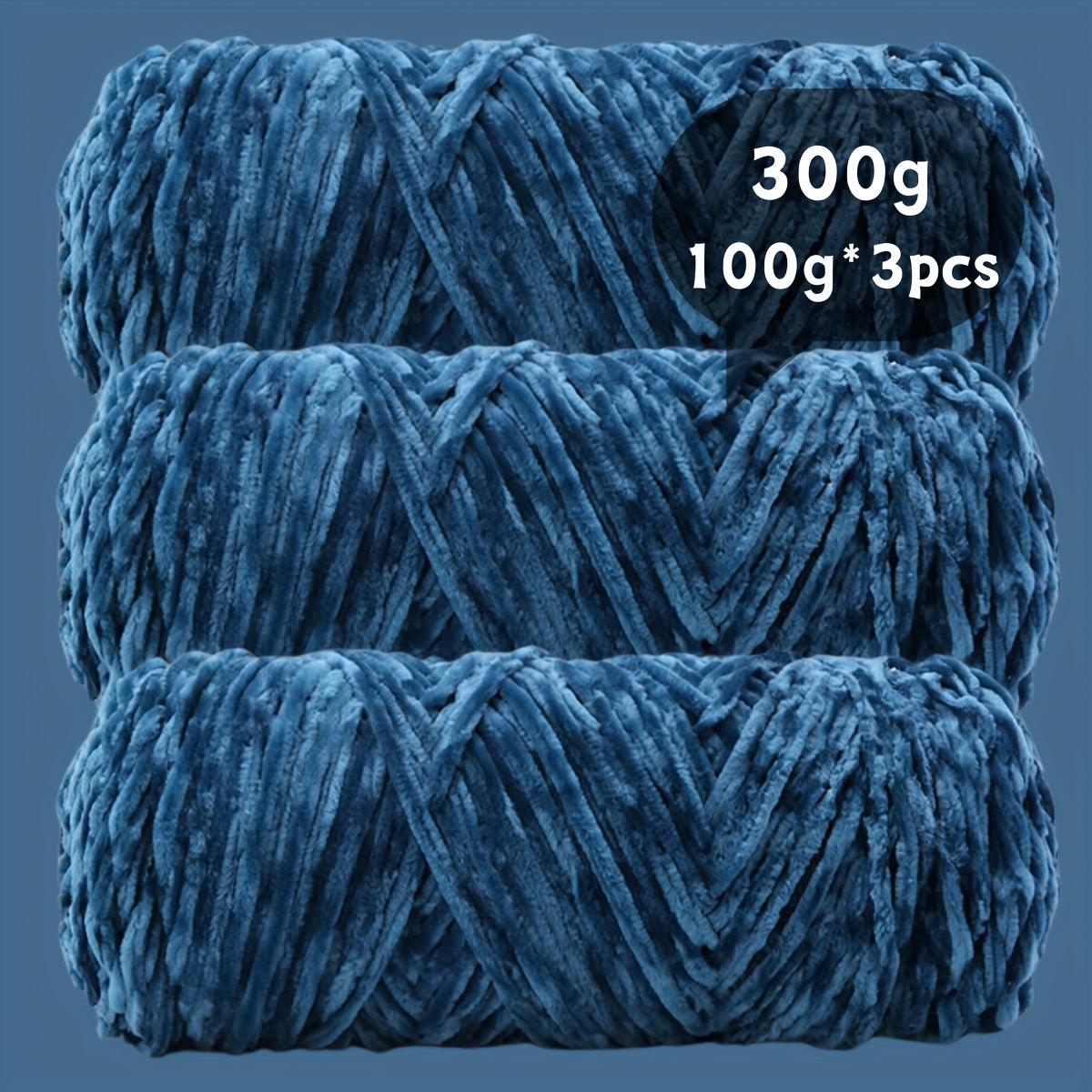 Velvet Chenille Yarn 3-Pack 300g (100g x3) Soft Bulky Knitting Crochet Yarn 47 Colors Beginner Friendly Luxury Handcraft for Sweaters Scarves Hats Dolls Bags Amigurumi DIY Projects