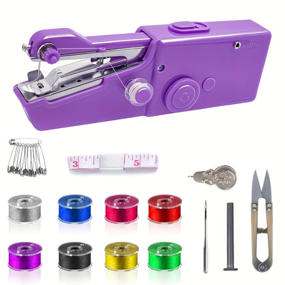 Handheld Mini Sewing Machine 36-Piece Set Cordless Portable Electric Sewing Kit for Beginners Adults Home Travel Clothes Repair Purple Black White Pink