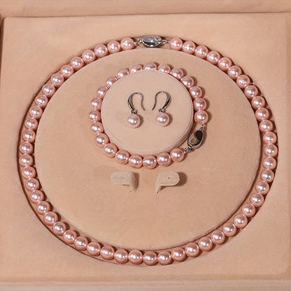 Freshwater Pearl Jewelry Set for Women - 925 Sterling Silver Cultured Pearl Necklace Bracelet & Earrings Set, Elegant French-Style Gift for Weddings Banquets Parties & Anniversaries
