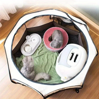 Portable Foldable Pet Playpen with Zipper Gate – 3 Sizes S/M/L Collapsible Mesh Enclosure for Cats, Dogs, Puppies & Kittens, Scratch-Resistant Indoor Outdoor Pet Fence Play Yard