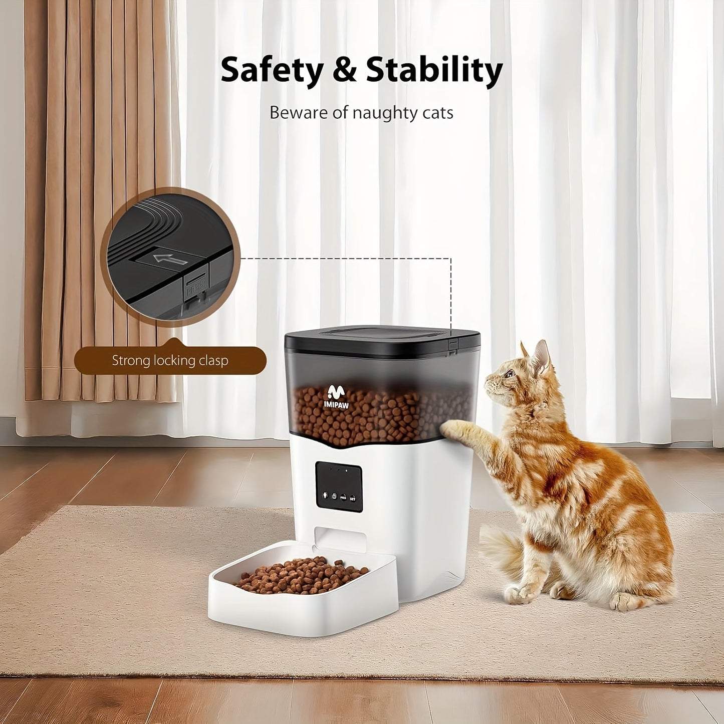 Smart WiFi Cat Feeder 3L Automatic Pet Food Dispenser with App Control – Up to 10 Meals Per Day, Camera & Voice Assistant Compatible, USB-Powered, Remote Monitoring for Cats & Dogs