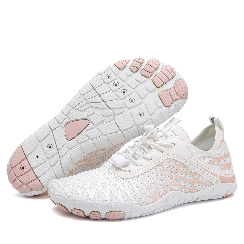 Barefoot Shoes for Women Wide Toe Box Minimalist Athletic Walking Shoes, Non-Slip Breathable Lightweight Water Shoes for Beach, Pool, Swim & Hiking - Unisex Black Pink White US 6-11