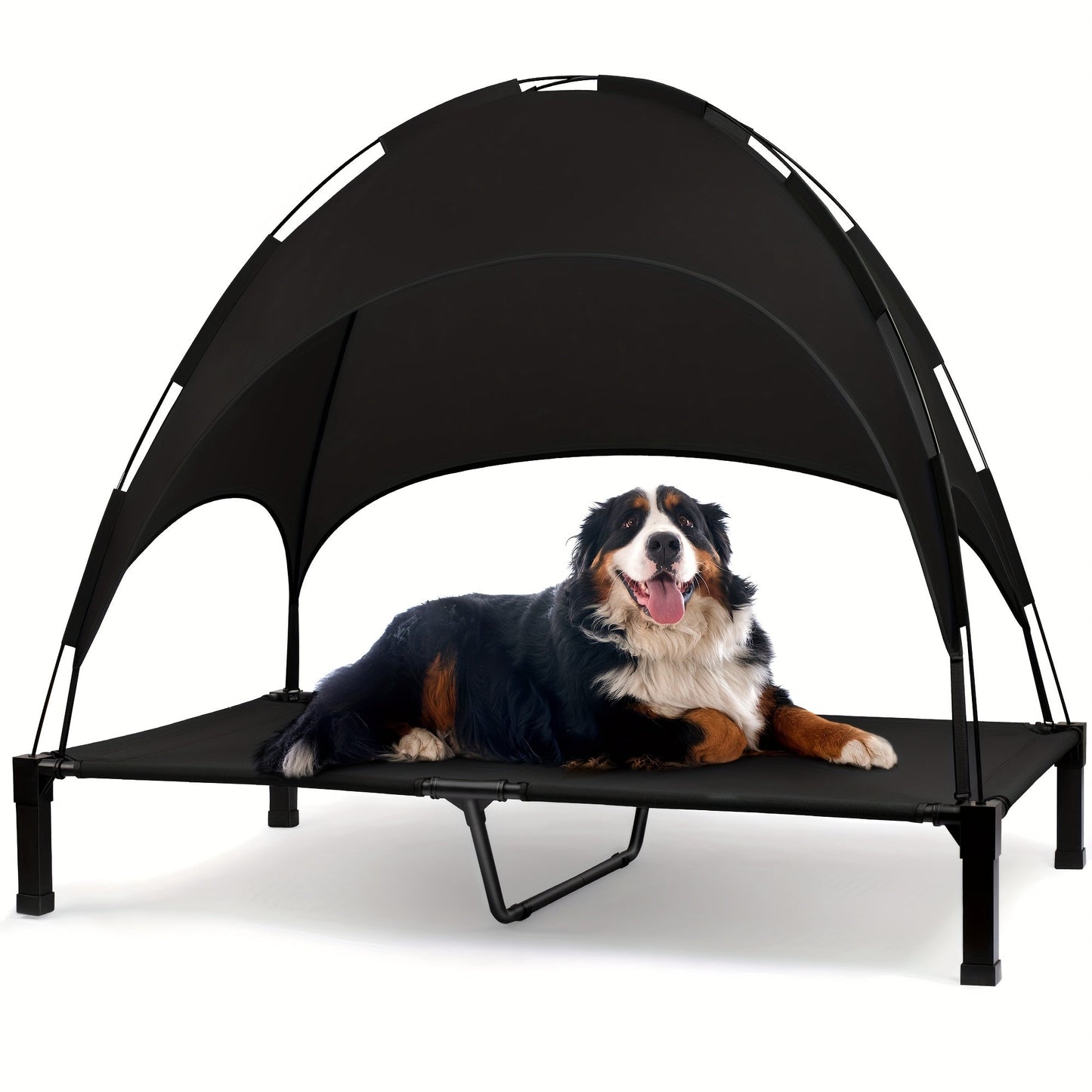 Elevated Dog Bed with Removable Canopy Shade Tent – Portable Raised Outdoor Cooling Pet Cot for Dogs & Cats, Breathable Mesh, Lightweight Foldable Design for Camping, Yard & Patio
