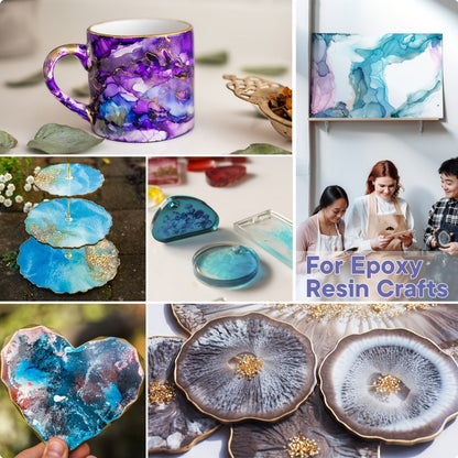 Alcohol Ink Set 24 Colors 10ml – High-Concentration Resin Dye for Epoxy Resin Art, Tumblers, Coasters, Fluid Painting & Crafts, Fast-Drying Acid-Free Pigment