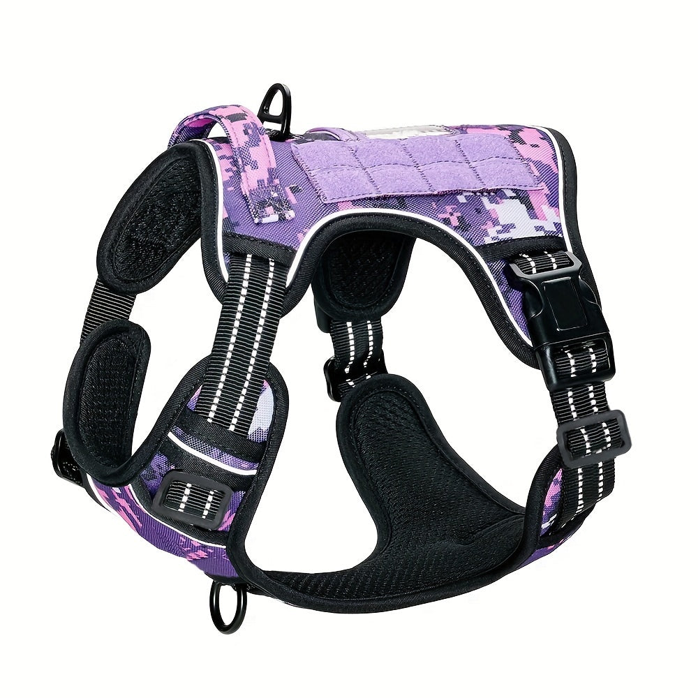 Reflective No-Pull Dog Harness with Control Handle – Military Tactical Vest for Training & Service Dogs, Sizes S-XL, Durable Polyester, Adjustable Fit for Medium & Large Dogs
