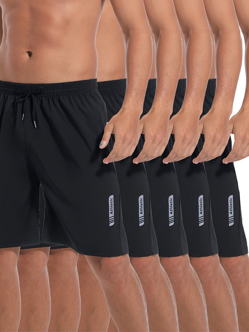 5-Pack Men's Sports Gym Workout Shorts Quick Drying Lightweight Basketball Running Shorts Stretch Waistband Side Zip Pocket Woven Fabric Athletic Shorts for Men