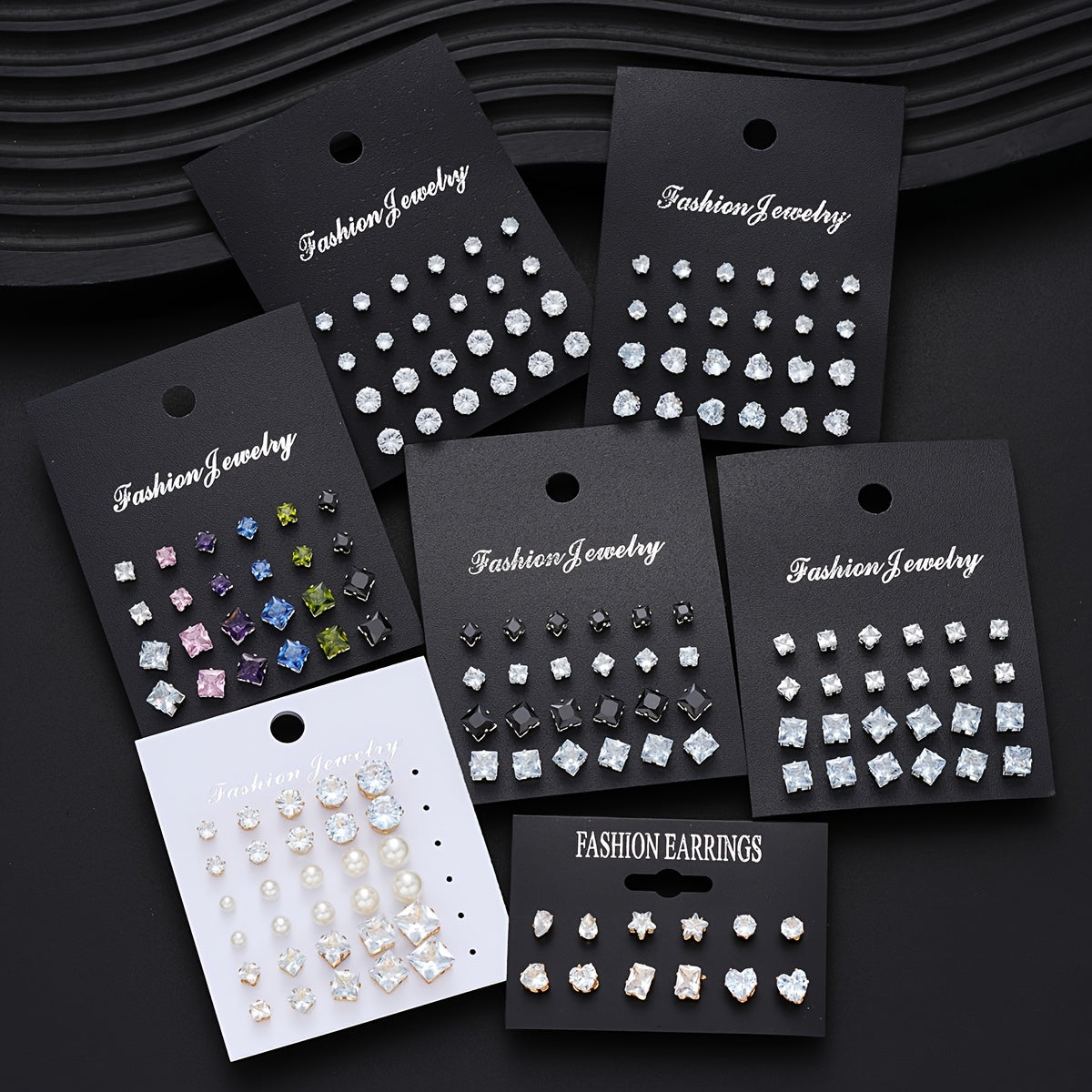 162pcs Rhinestone Geometric Love Earrings Set for Women – Sparkling Heart & Geometric Styles, Multicolor, Perfect for Vacation, Dating, Holiday, Daily Wear & Party Matching