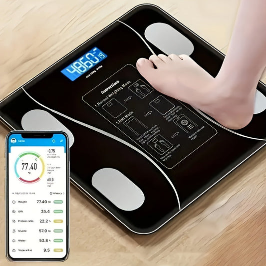 Digital Bathroom Scale 400 lb / 180 kg - Intelligent Body Weight Scale with Backlit LED Display, Sturdy Tempered Glass, Compact Smart Scale for Home
