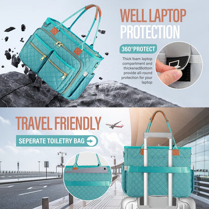Women's Diamond Pattern Tote Bag – Multi-Compartment Laptop Work Bag, Wear-Resistant Commuter Teacher Bag, Stylish Professional Shoulder Bag for Office, School & Travel