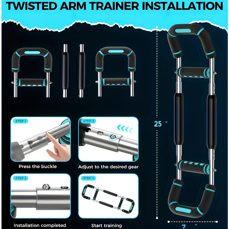 U-Shaped Adjustable Chest and Arm Muscle Strength Trainer 60-100 lbs Spring Resistance Band Triceps Chest Workout Equipment 2-Level Adjustment Detachable Portable Home Gym Fitness