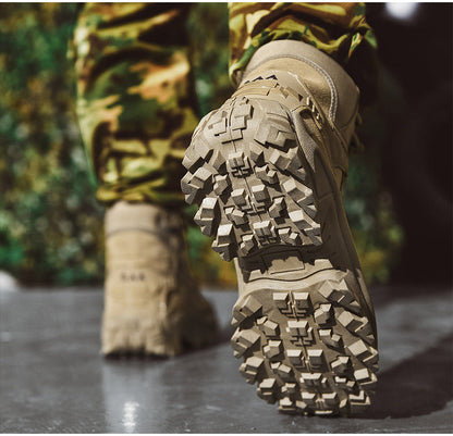 Men's Lightweight High-Top Tactical Hiking Boots – Slip-Resistant Durable Outdoor Boots for Jungle Hiking, Hunting & Adventure Travel, All-Season, Army Green Dark Brown Sand, US 6.5-12