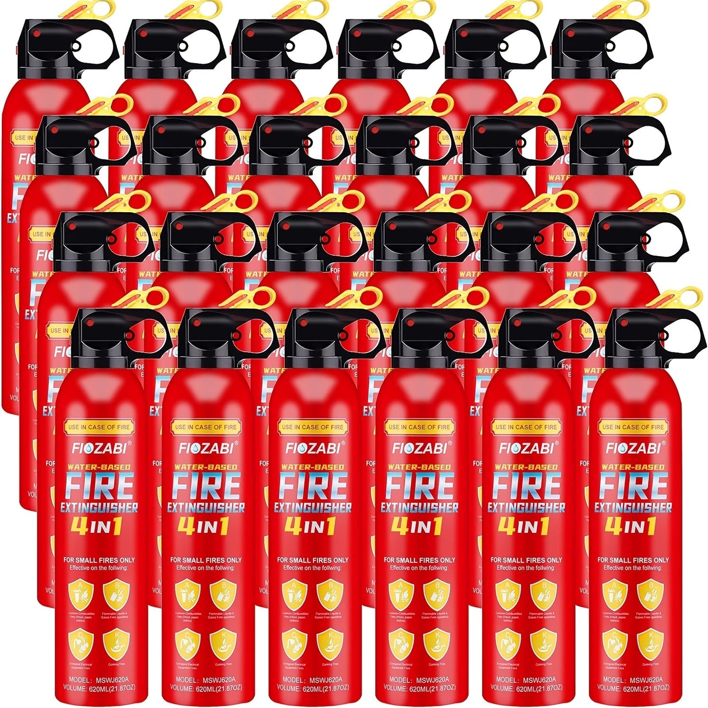 Portable Fire Extinguisher Spray 4-in-1 Water-Based with Bracket for Home Car Kitchen Garage – 0.5-A:21-B:C:5K Rated – 1, 8, or 24 Bottle Pack for Family & Vehicle Safety